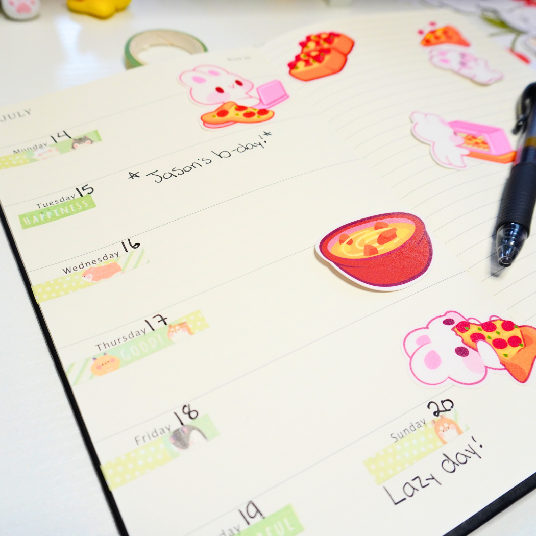Pizza Party Bunnies – Mini Matte Sticker Flake Pack
