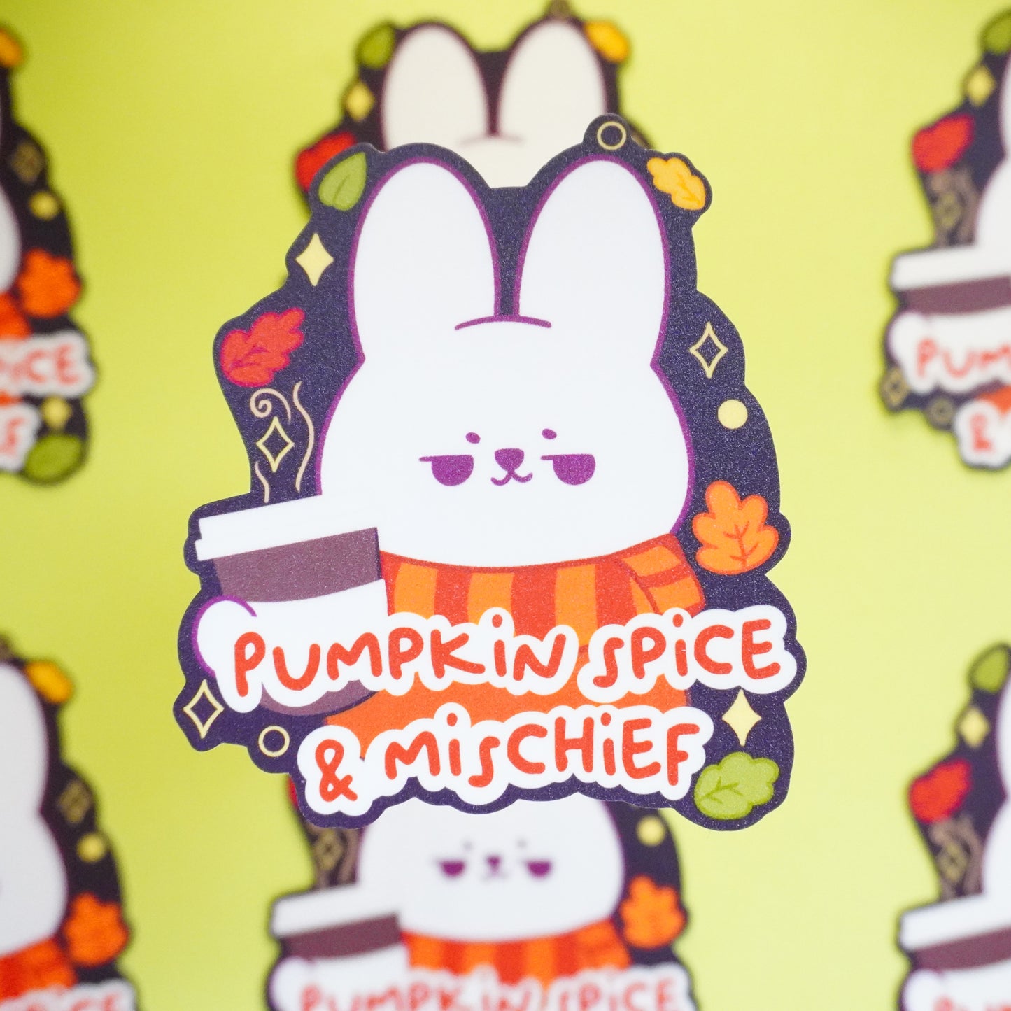 Pumpkin Spice & Mischief Bunny Sticker | Cute Fall Matte Vinyl