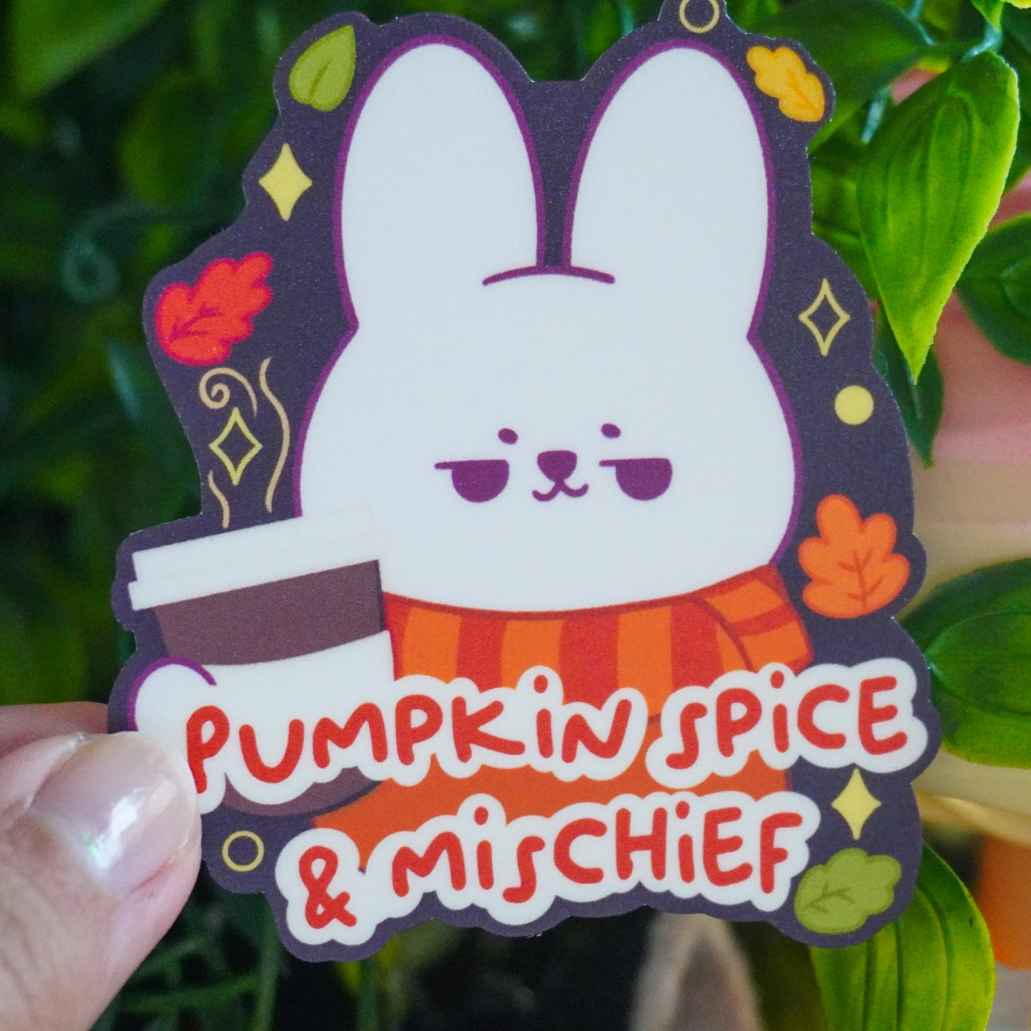 Pumpkin Spice & Mischief Bunny Sticker | Cute Fall Matte Vinyl
