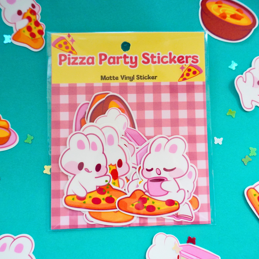 Pizza Party Bunnies – Mini Matte Sticker Flake Pack