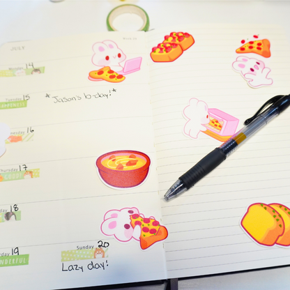Pizza Party Bunnies – Mini Matte Sticker Flake Pack