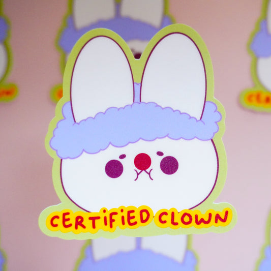 Certified Clown Bunny Sticker | Funny Matte Vinyl Sticker