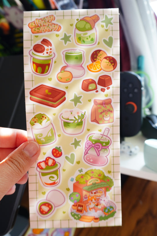 Matcha Snacks Matte Sticker Sheet