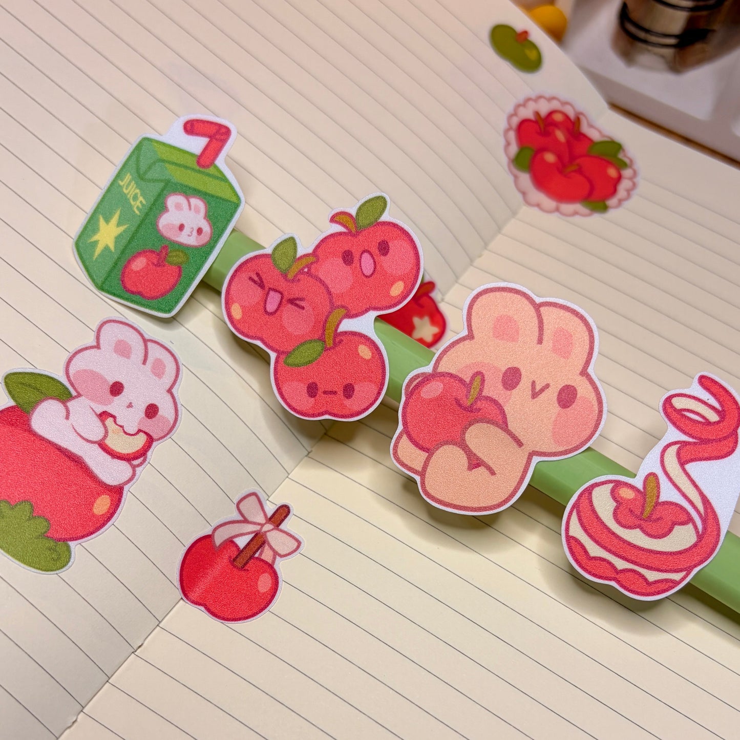 🍎 Cozy Apple Bunny Sticker Sheet 🍎