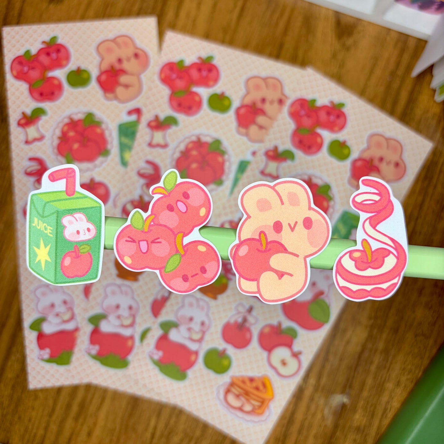 🍎 Cozy Apple Bunny Sticker Sheet 🍎