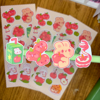 🍎 Cozy Apple Bunny Sticker Sheet 🍎