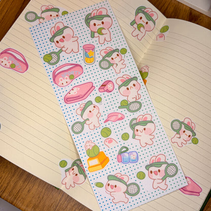Bunny Tennis Sticker Sheet 🎾