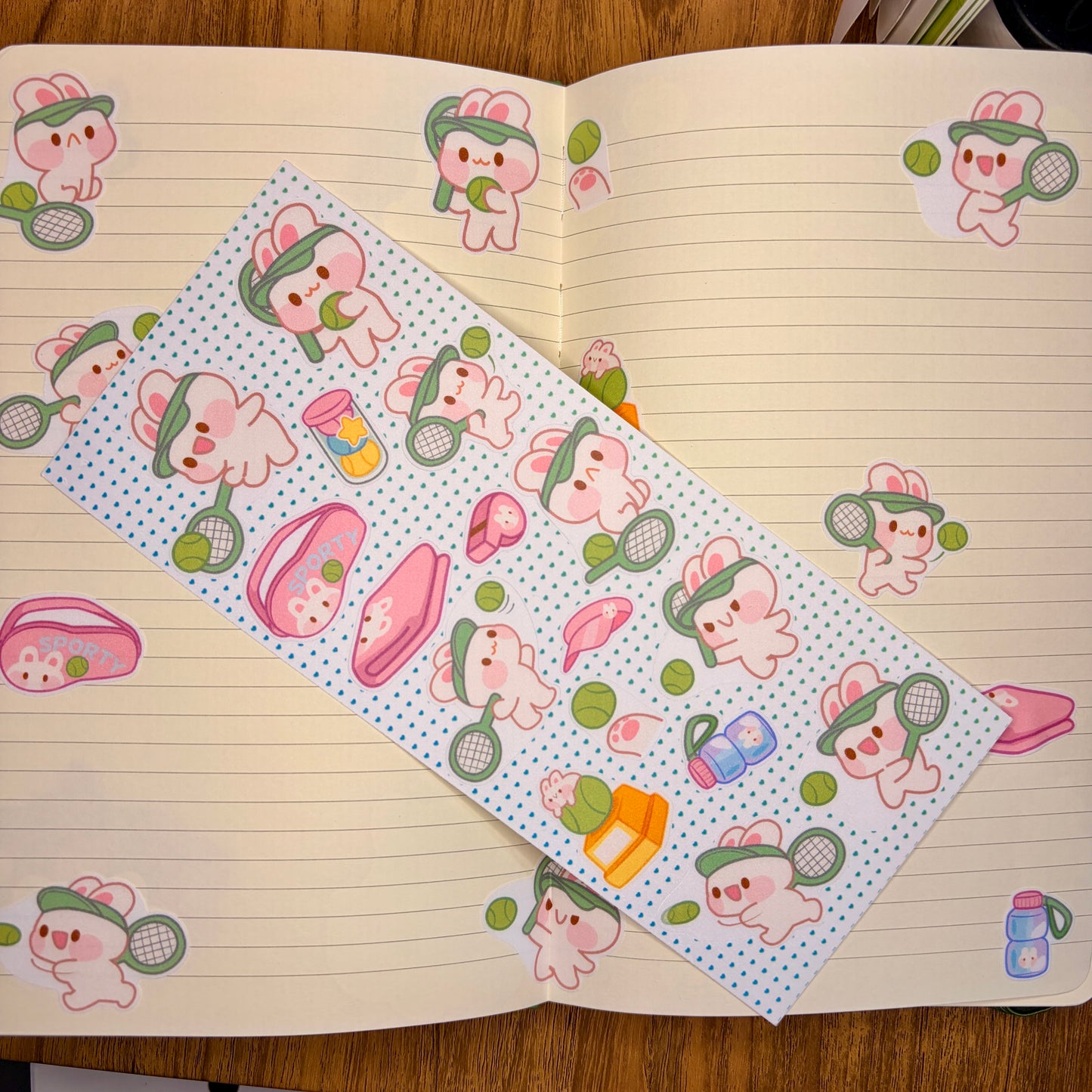 Bunny Tennis Sticker Sheet 🎾