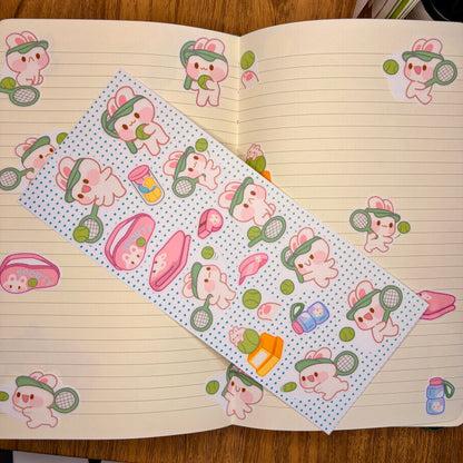 Bunny Tennis Sticker Sheet 🎾